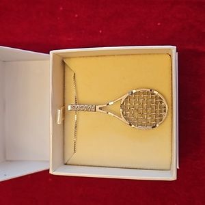 Sterling silver tennis racket necklace